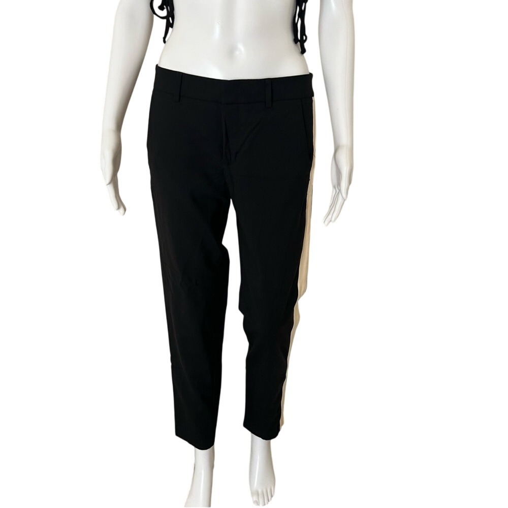 Vince Black Cream Tuxedo Stripe Wool Spandex Trouser Pant Size 4